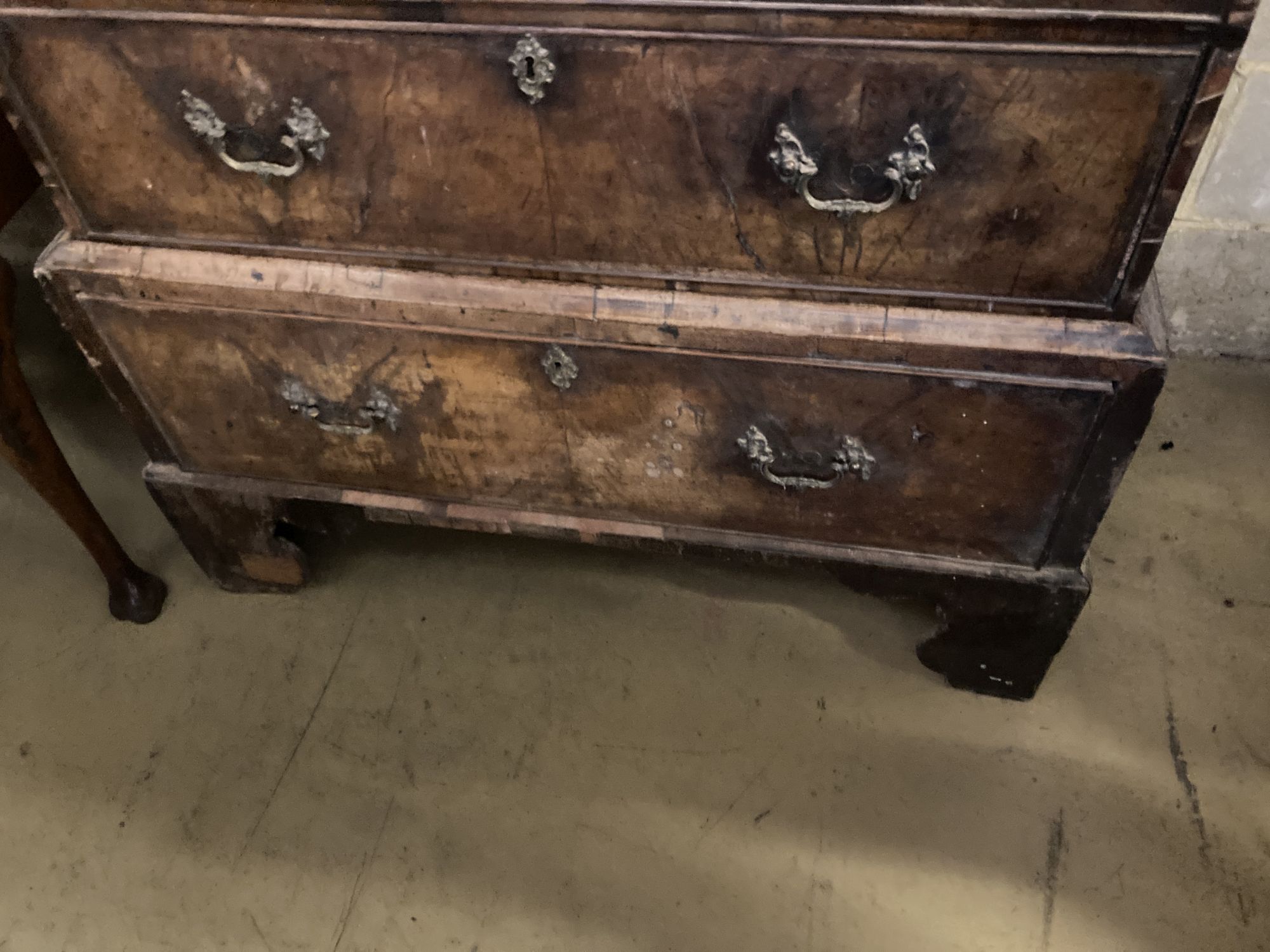 A Queen Anne walnut chest on stand, width 100cm depth 53cm height 131cm